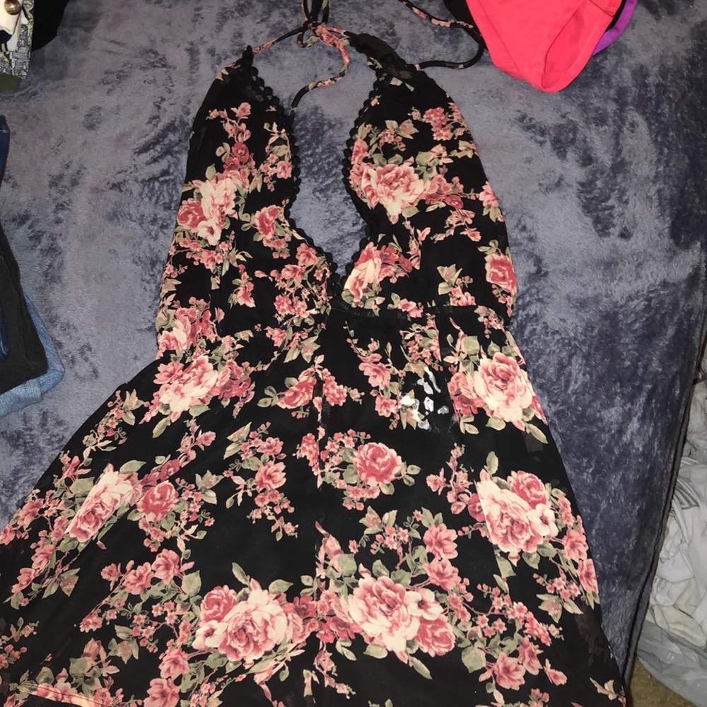 Floral black romper